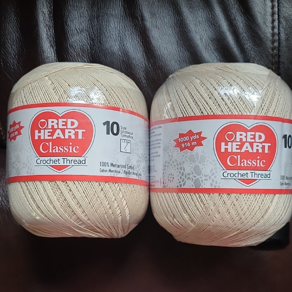 2 Skeins Red Heart Classic Crochet Thread (103)